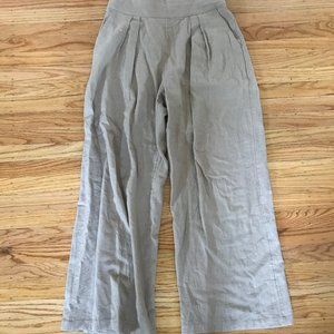 Linen-Blend Ultra Wide-Leg Pant in beige